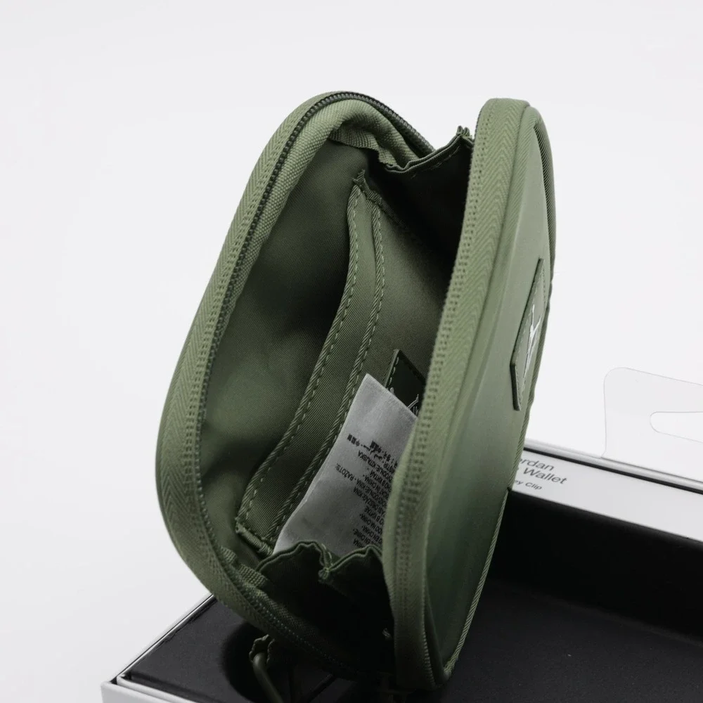 Jordan Men's Key Clip Slip Pocket‎ Card Flight Zip Wallet Nylon Green